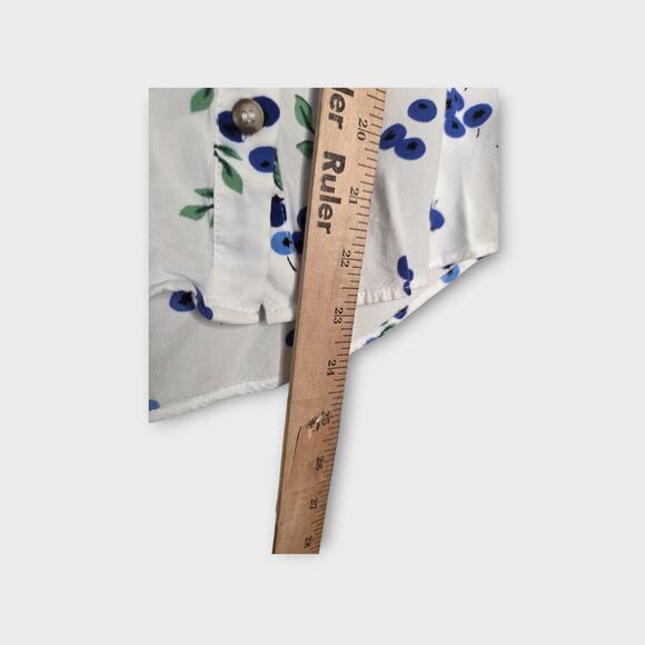 Maeve Women's Blithe Blueberry Print Blouse Tie Sleeve S Soft Floral Delicate - Picture 7 of 8